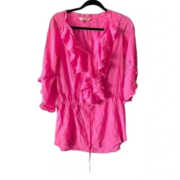Rebecca Taylor Women's Dress Pink Mini Ruffled Long Sleeve Size 2 - Picture 1 of 4